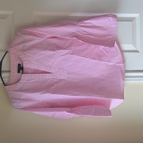J.Crew Striped Top 2 Cotton Bell Sleeve NWOT Pink and White - Picture 2 of 6